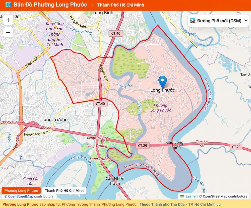 Bản đồ phường Long Phước ngày nay